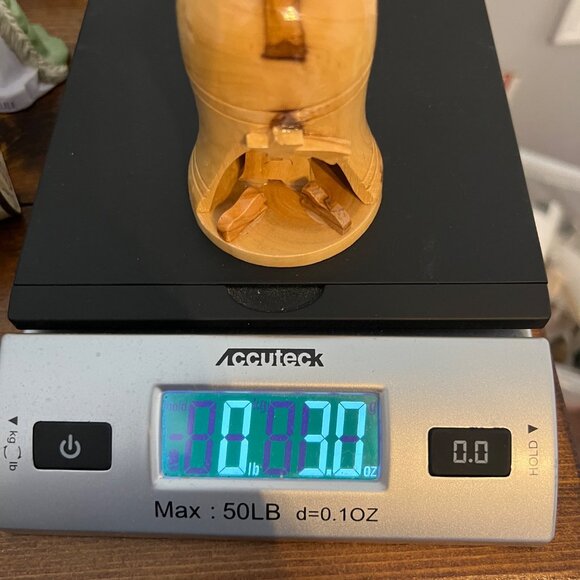 Olive Wood Bell-Shaped Nativity Scene Ornament Handcrafted Christmas Jesus - Picture 9 of 9